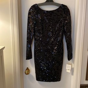 Aidan by Aidan Mattox long sleeve sequined dress, black, size 2, New With Tags